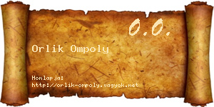 Orlik Ompoly névjegykártya